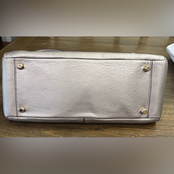 Coach Morgan Pebbled Leather Metallic Silver Satchel Bag - Picture 5 of 10